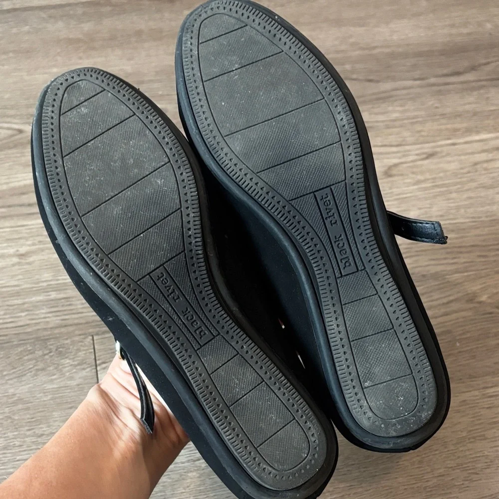 Black Rivet Aoife Girls Mary Jane Black Velvet Flat Strap Dress Shoes